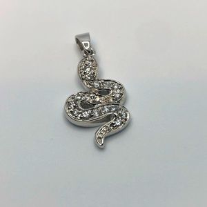 925 STERLING SILVER CUBIC ZIRCONIUM ENCRUSTED SNAKE CHARM STAMPED 925